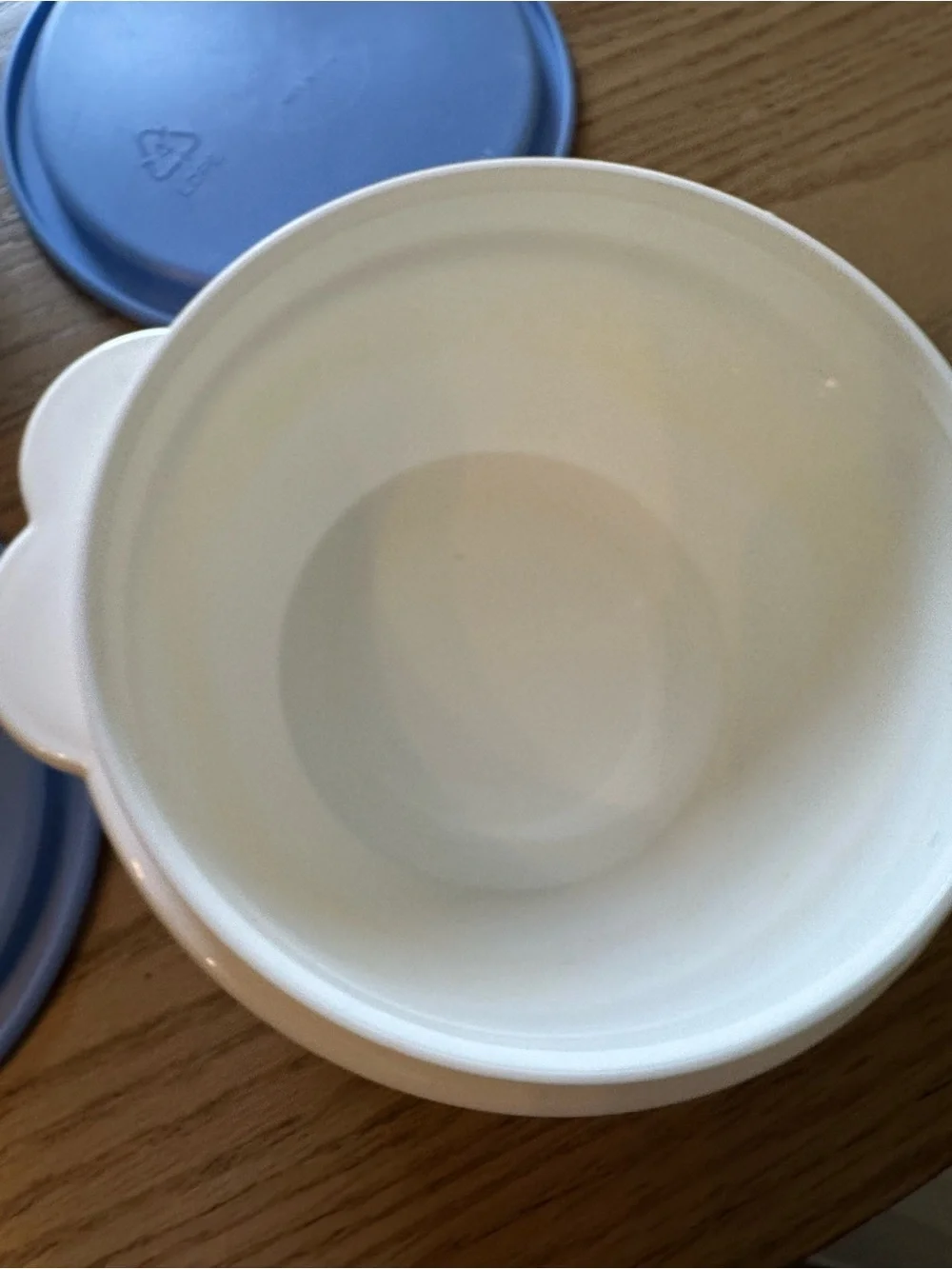 Tupperware White Prep Bowls with Blue Lids - Set of Two